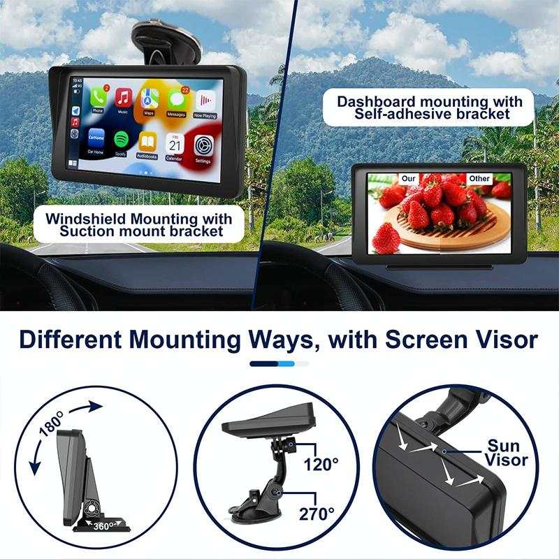 7 Touch Display Car Navigator with Wireless Carplay Bluetooth and Reversing Image - Portable and Smart