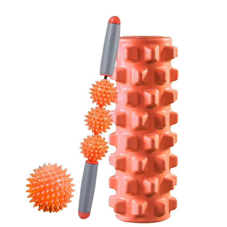 3-In-1 Eva Foam Roller Set For Muscle Relaxation 33Cm Length Orange