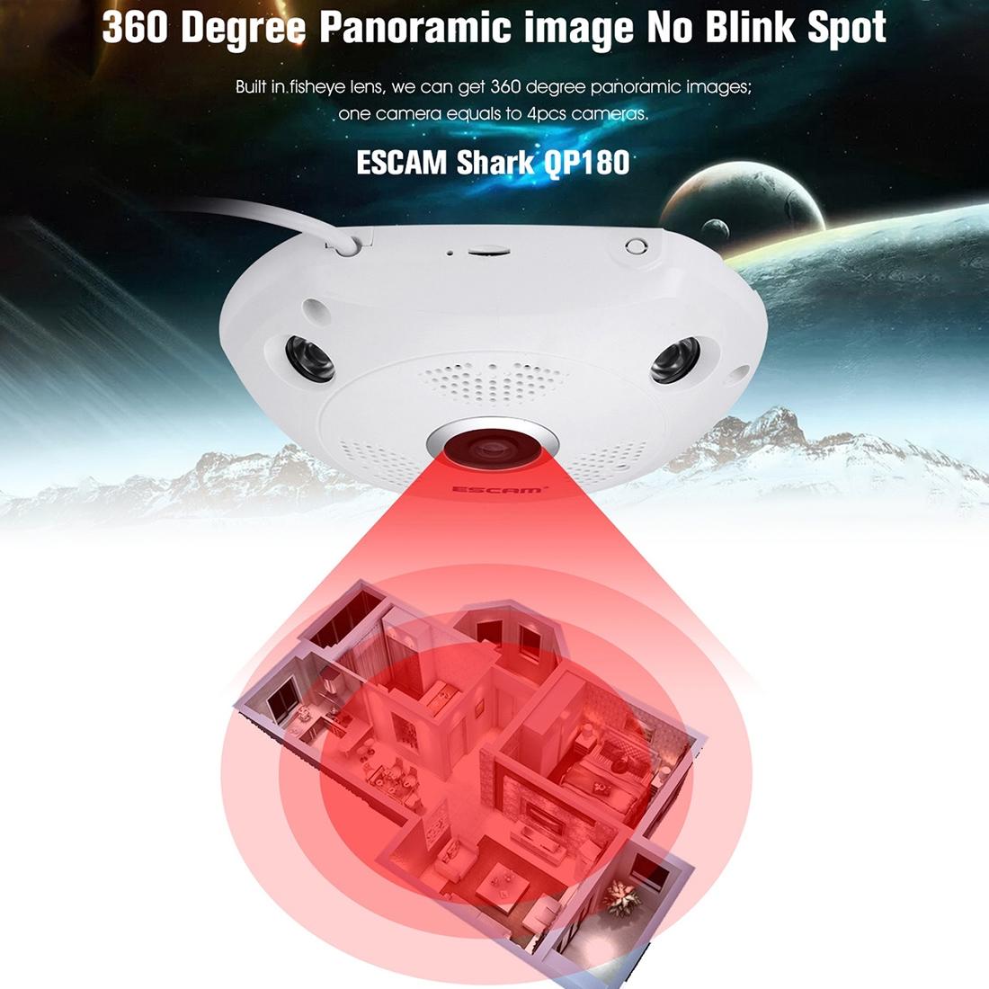 360 Degree Fisheye Lens Wifi Ip Camera With Motion Detection & Night Vision - Shark 960P