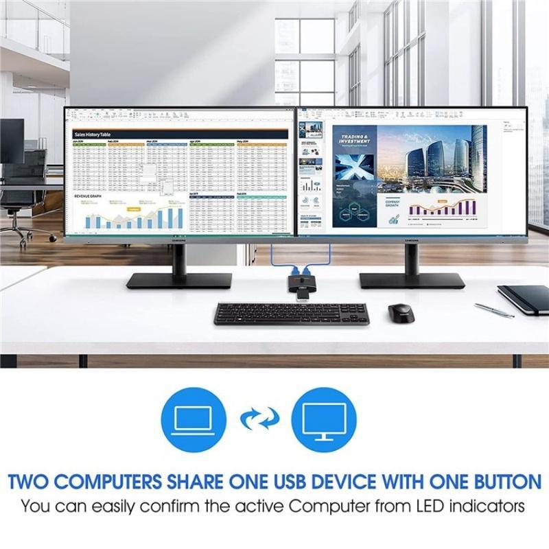 Usb 3.0 Printer Sharing Splitter 1X2 Hub
