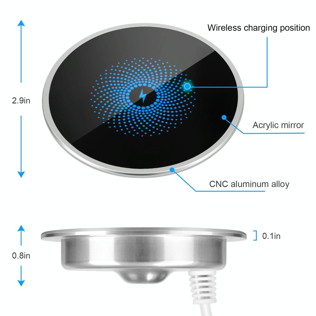 15W Ultra Thin Desktop Wireless Charger Embedded