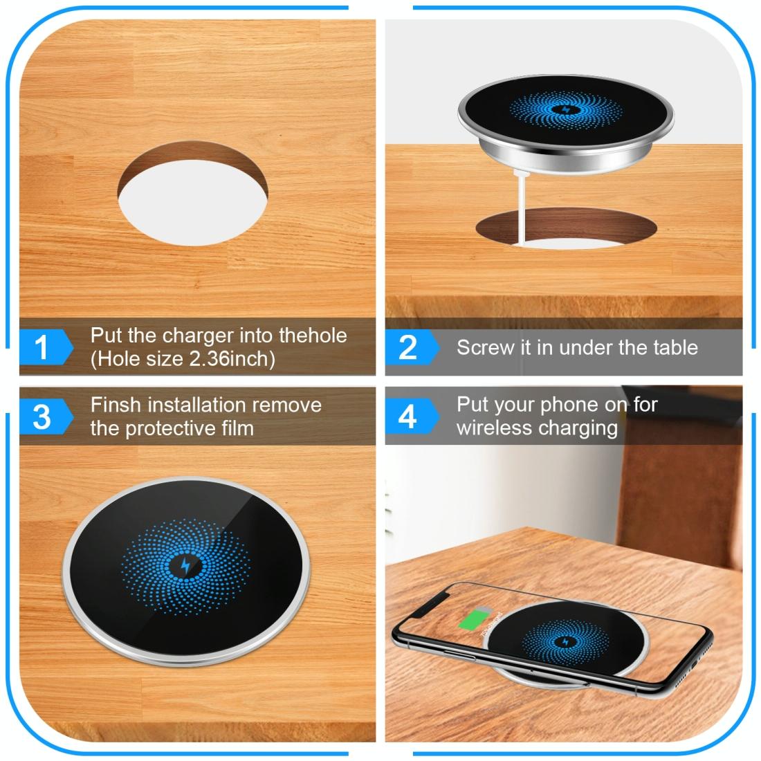 15W Ultra Thin Desktop Wireless Charger Embedded