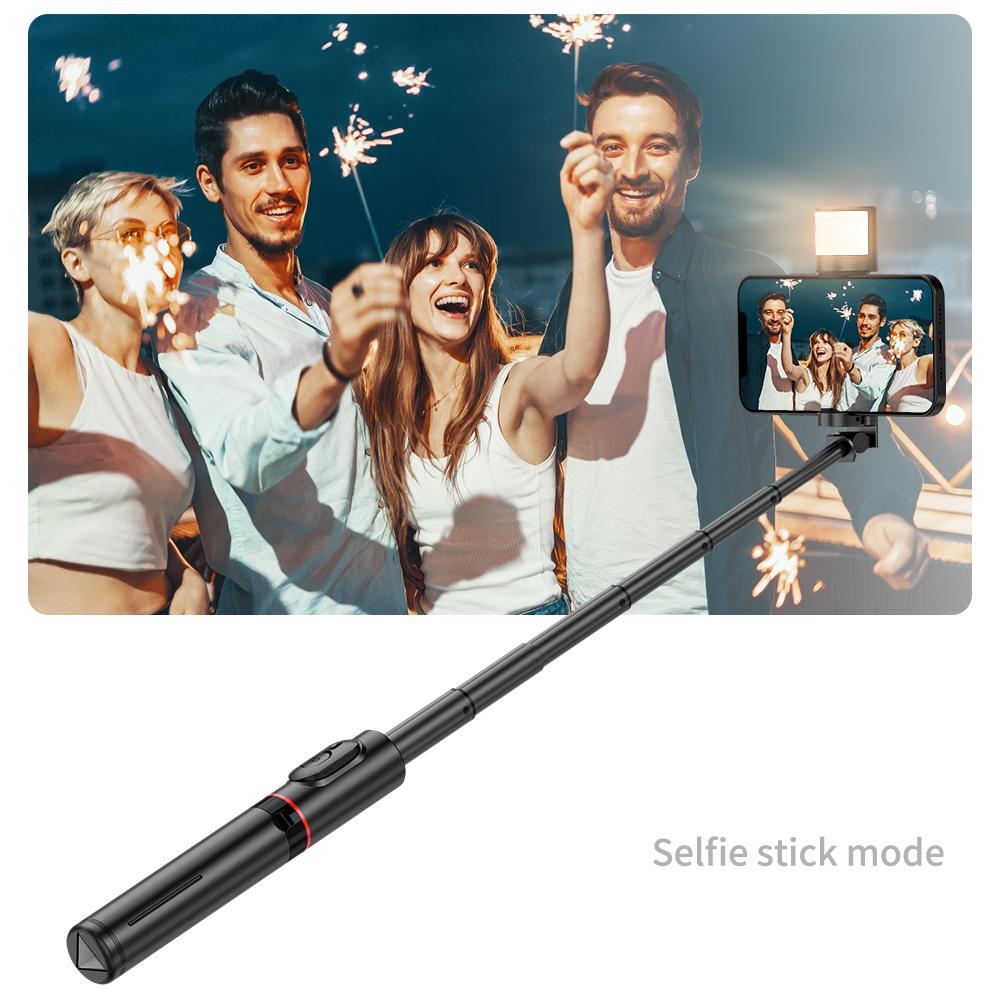 Rotatable Bluetooth Selfie Stick with Fill Light and Remote Control