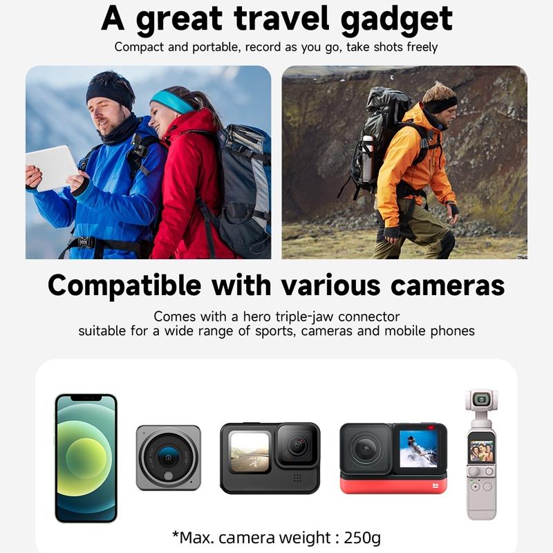 360 Degree Backpack Clip Mount for Action Camera - Rotating
