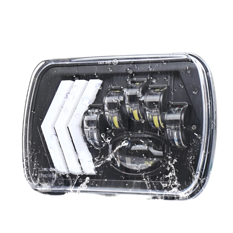 2 Pcs 5X7 Inch Car Modified Red Background Led Square Headlamp For Jeep Wrangler