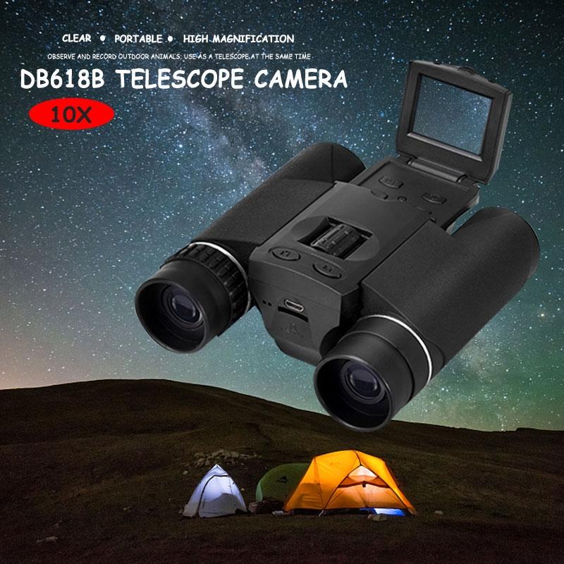 10x25 Zoom Binocular Telescope with Hd Digital Camera and 1.5 Lcd Screen - Black