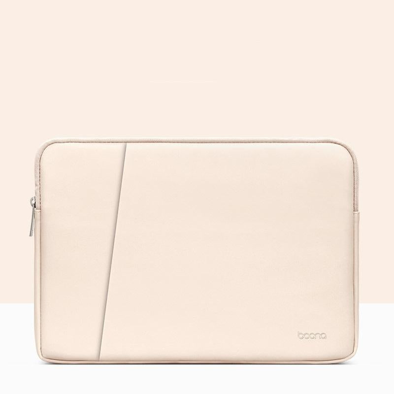 15 / 15.6 Inch Double-Layer Leather Laptop Bag In Apricot