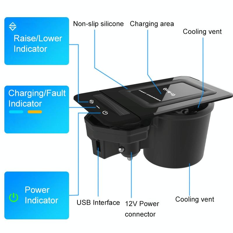 15w / 10w Qi Wireless Charger for Audi A6l 2019-2022