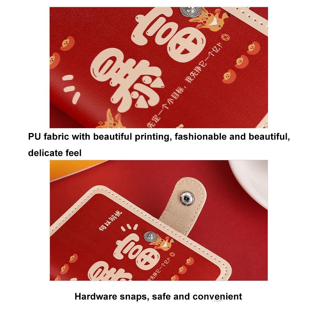 Festive Cartoon Snap Anti Degaussing Card Holder Lucky Change Id Storage Bag - Red