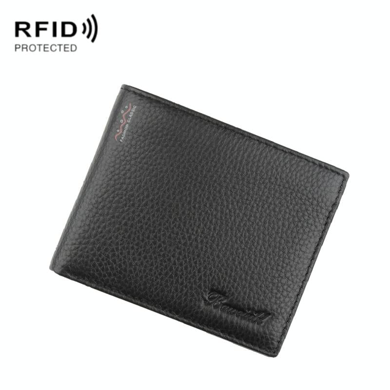 Rfid Men Short Wallet With Card Slots - Black