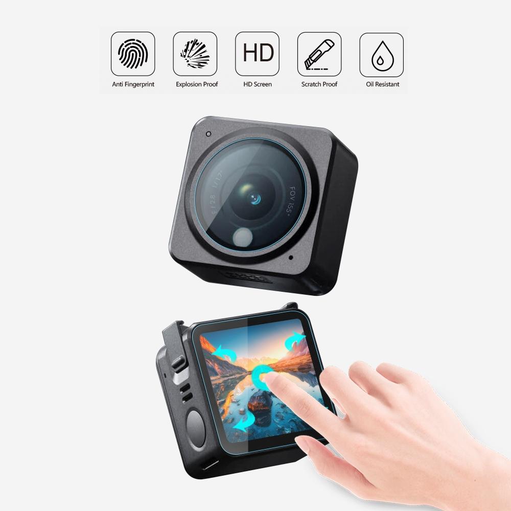 9h Tempered Glass Film for Dji Action 2 - 3-in-1 Lens with Front and Back Lcd Display