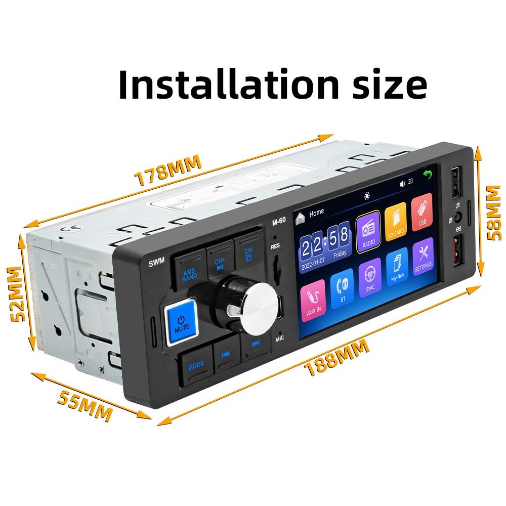 4 Inch Touch Car Radio Bluetooth Mp5 Player + Remote