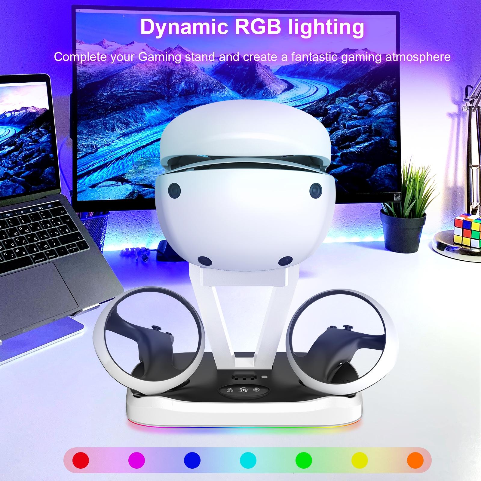 Playstation Magnetic Charging Base with Rgb Light and Storage Rack