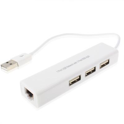 Usb Network Adapter With 3-Port Hub &amp; Rj45 Ethernet
