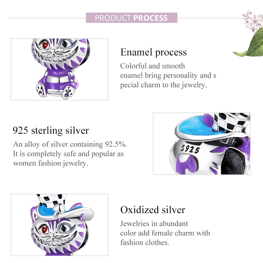 925 Sterling Silver Cat Bead For Diy Bracelet Or Necklace
