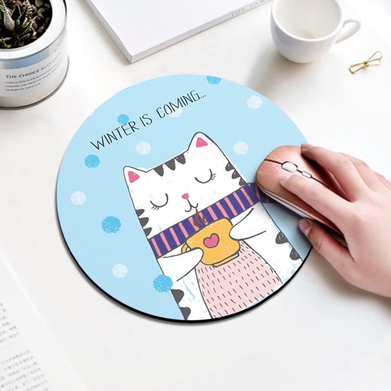 Coffee Cat Circular Mouse Pad 22Cm Diameter