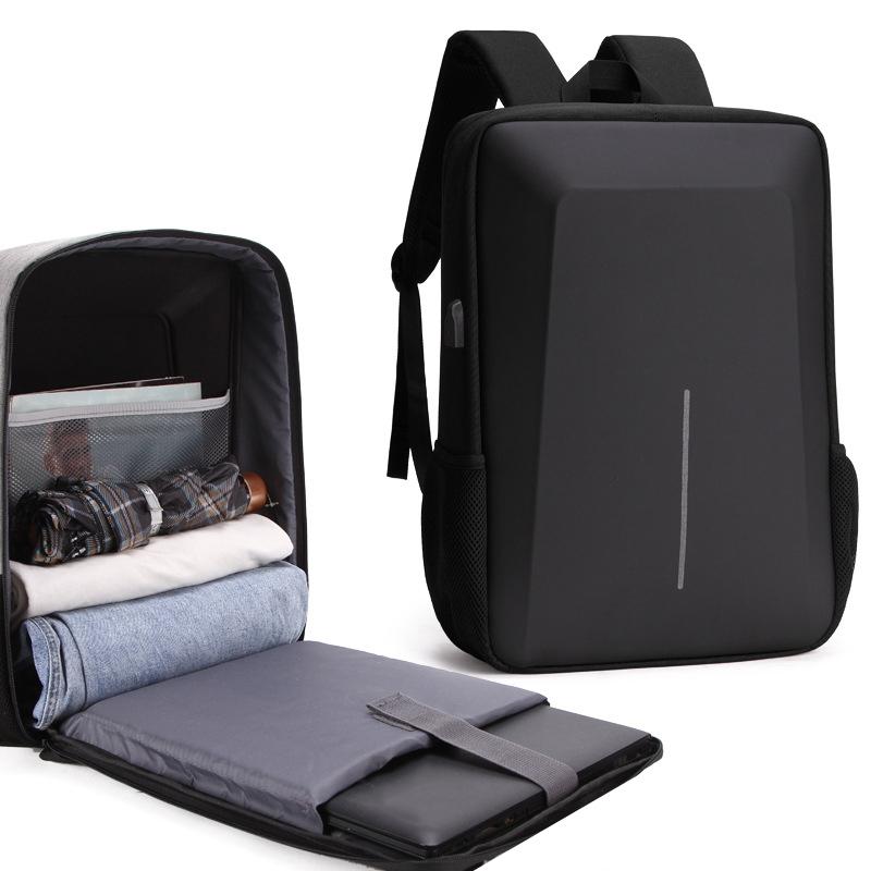 Hard Shell Backpack Alloy Frame Anti-theft Computer Bag for Men Black