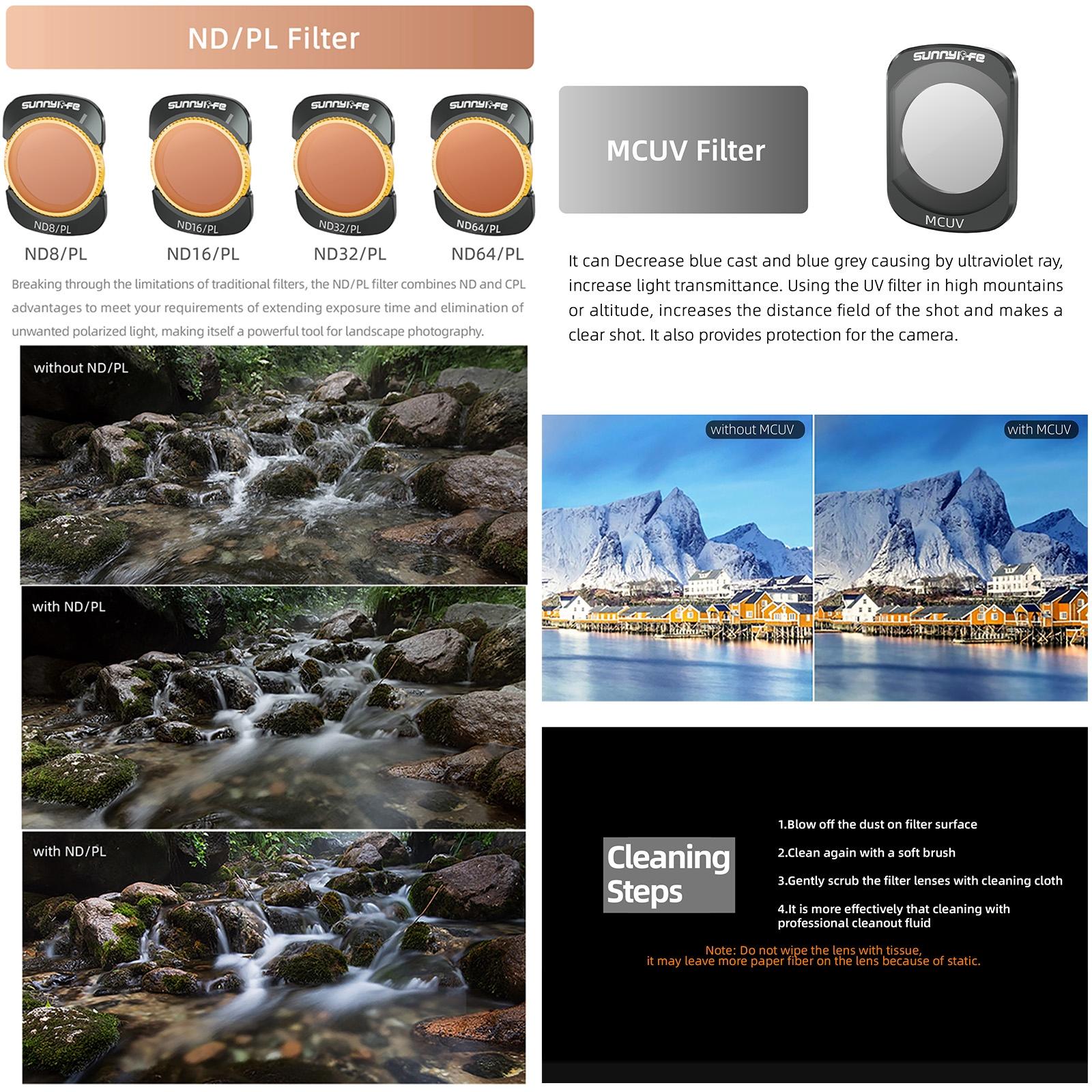 Sunnylife 3 In 1 Nd16 Camera Lens Filter For Dji Osmo Pocket No Gimbal Reset - Nd32Pl