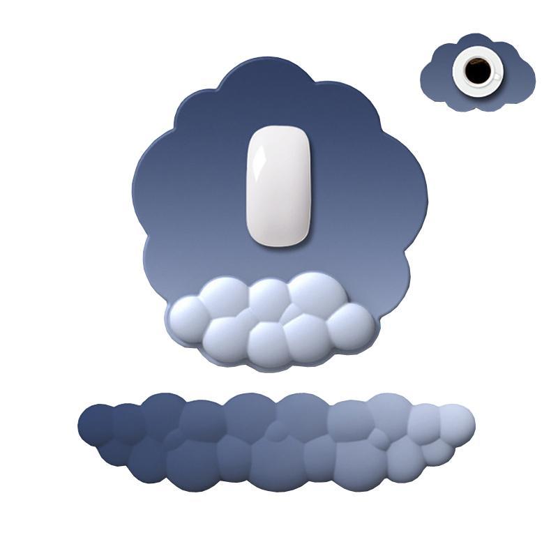 3 Piece Cloudy Gradient Memory Foam Wrist & Mouse Pad Set Blue+Gray - Model 14