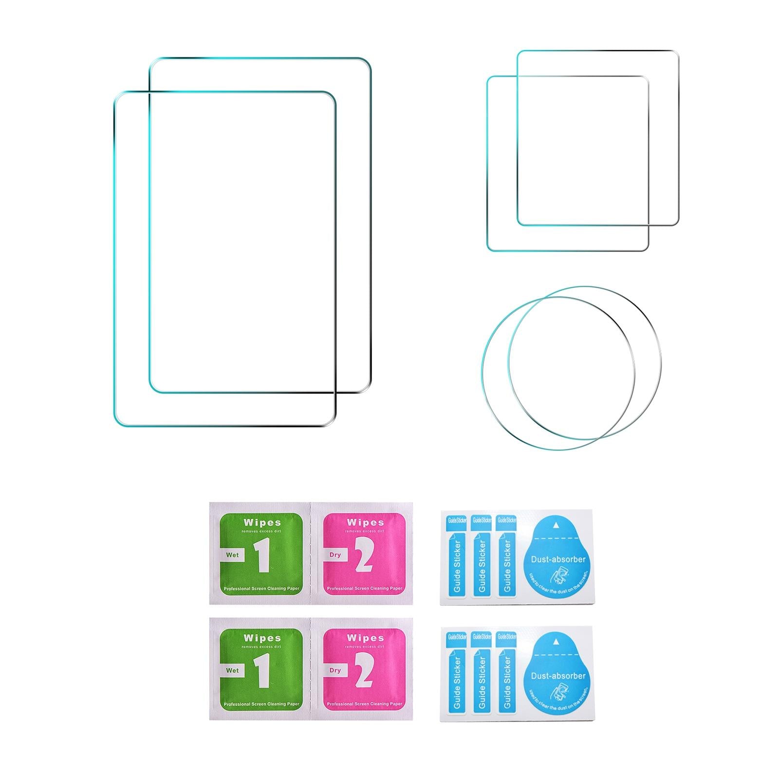 2-pack 3-in-1 Tempered Glass Screen Protectors for Front and Back Lenses
