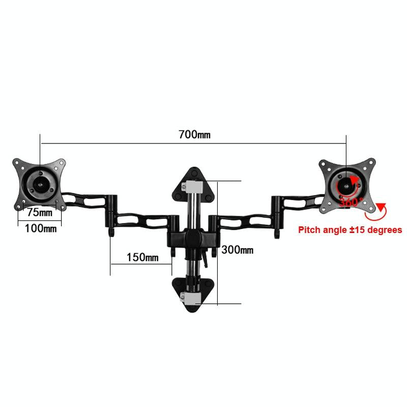 Wall-mounted Dual Screen Computer Bracket for Splicing