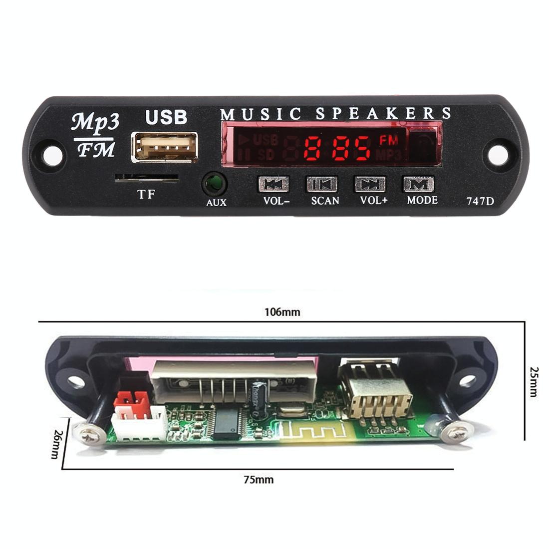 12V Car Audio Bluetooth Mp3 Decoder Board - Fm Radio Tf Usb Aux