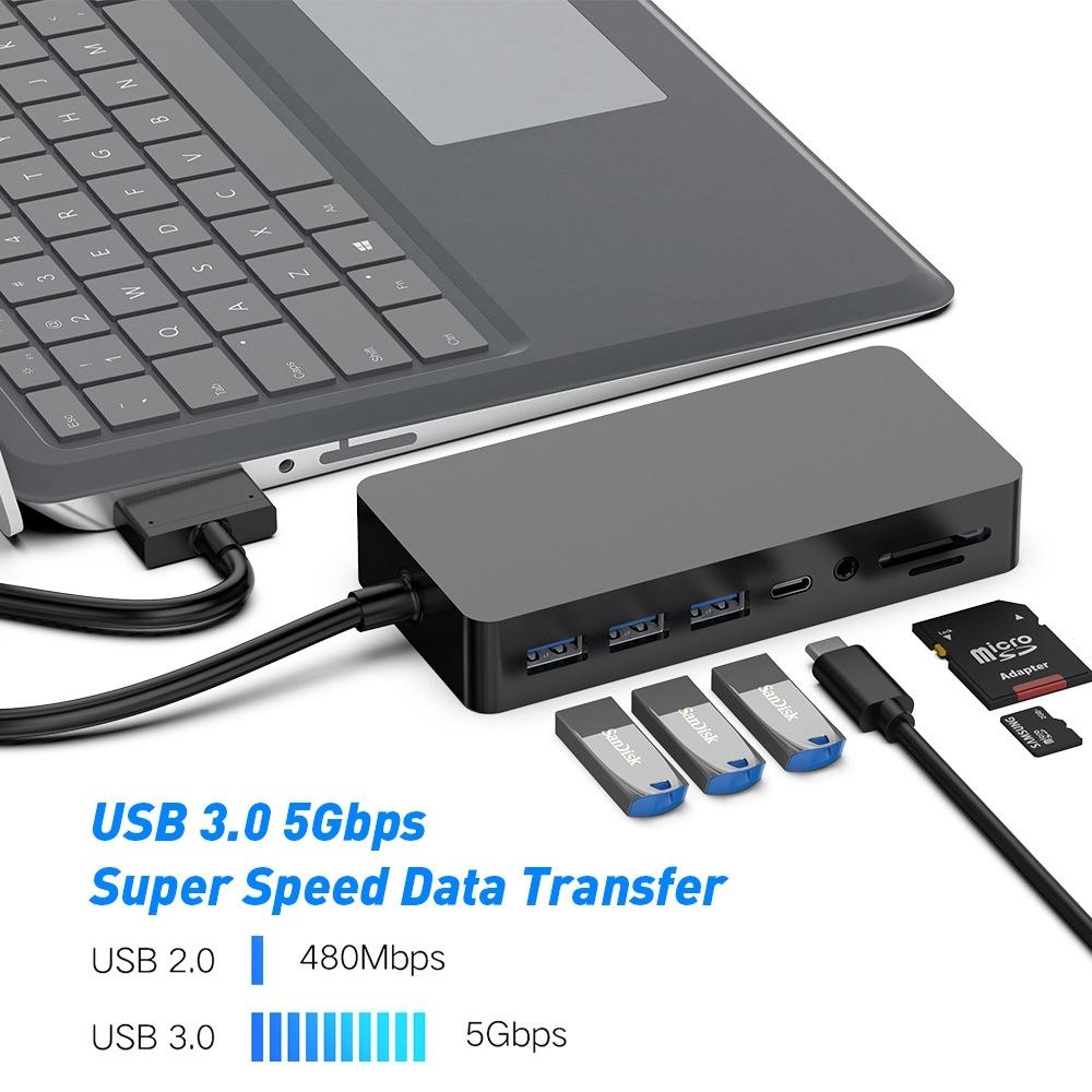 11-In-1 Usb 3.0 Hub Adapter With Rj45 For Surface Laptop 1 / 2