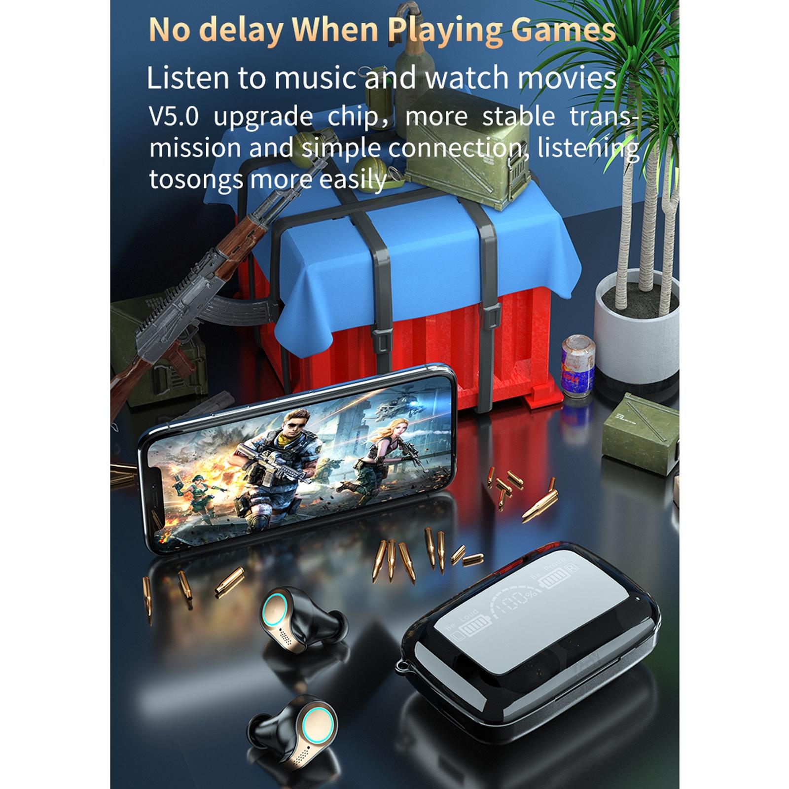 Waterproof Wireless Bluetooth 5.0 Earphones with Charging Box and Led Display