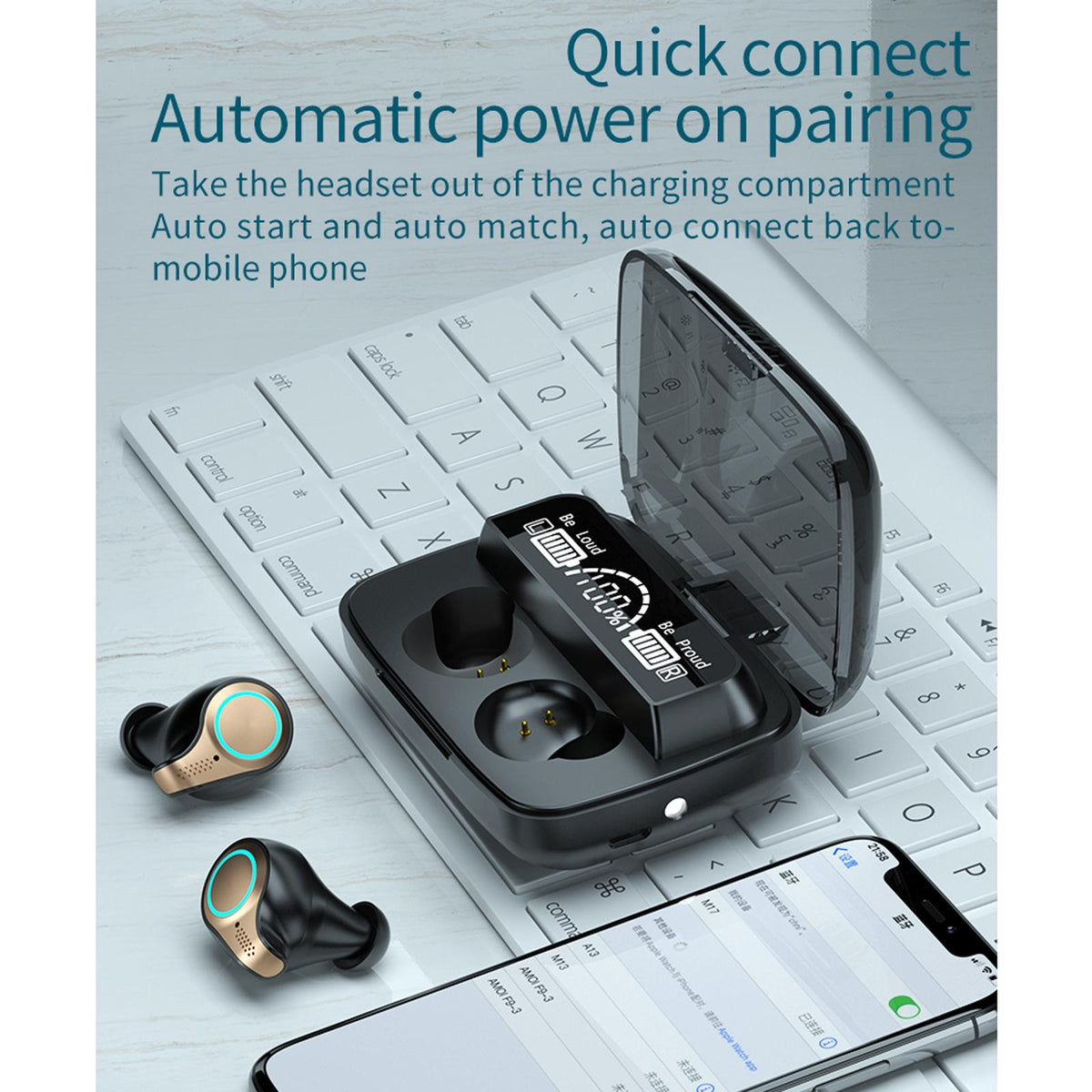 Waterproof Wireless Bluetooth 5.0 Earphones with Charging Box and Led Display