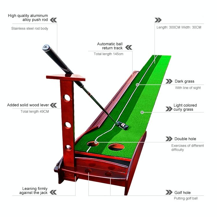 3M Golf Solid Wood Putter Trainer Practice Set Training Mat