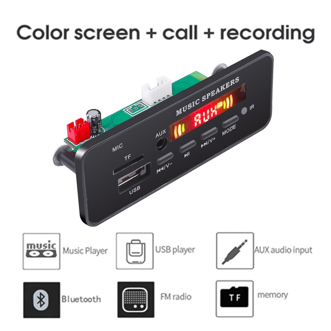 12V Car Mp3 Player Board With Fm Radio Bluetooth Recording & Remote