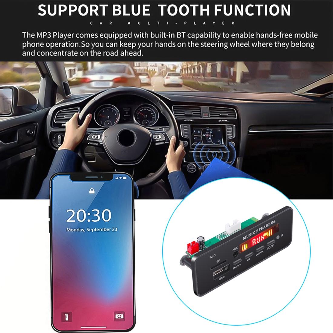 12V Car Mp3 Player Board With Fm Radio Bluetooth Recording & Remote