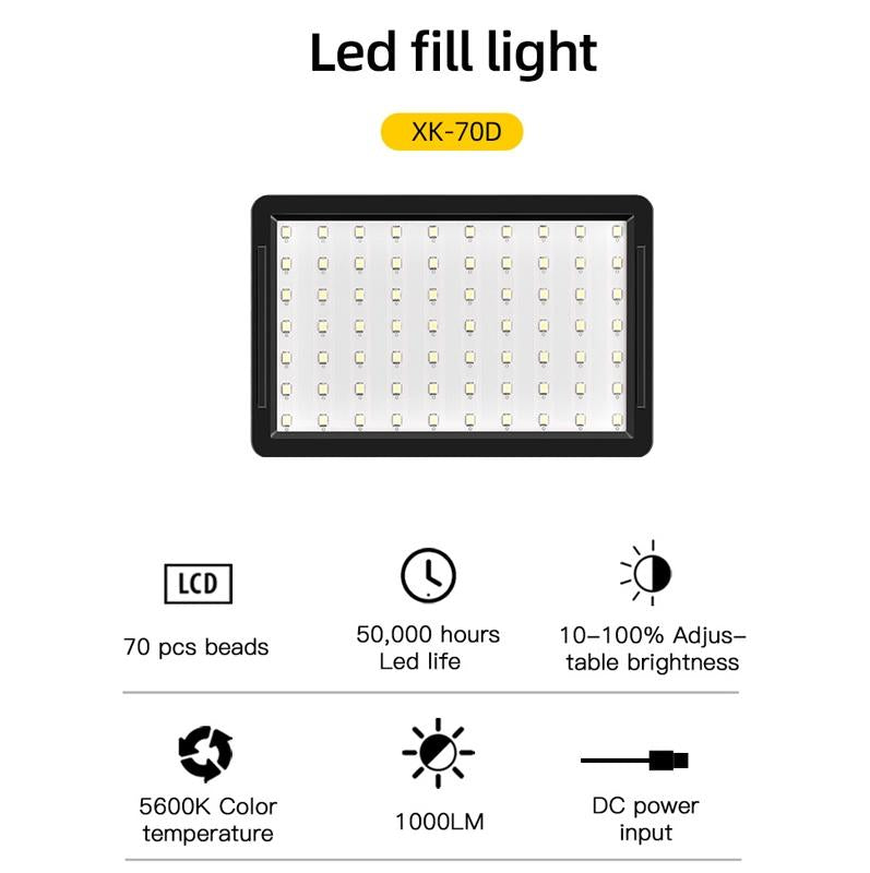Retractable 10W Live Broadcast Light With 1.2M Bracket And 4 Colour Filters