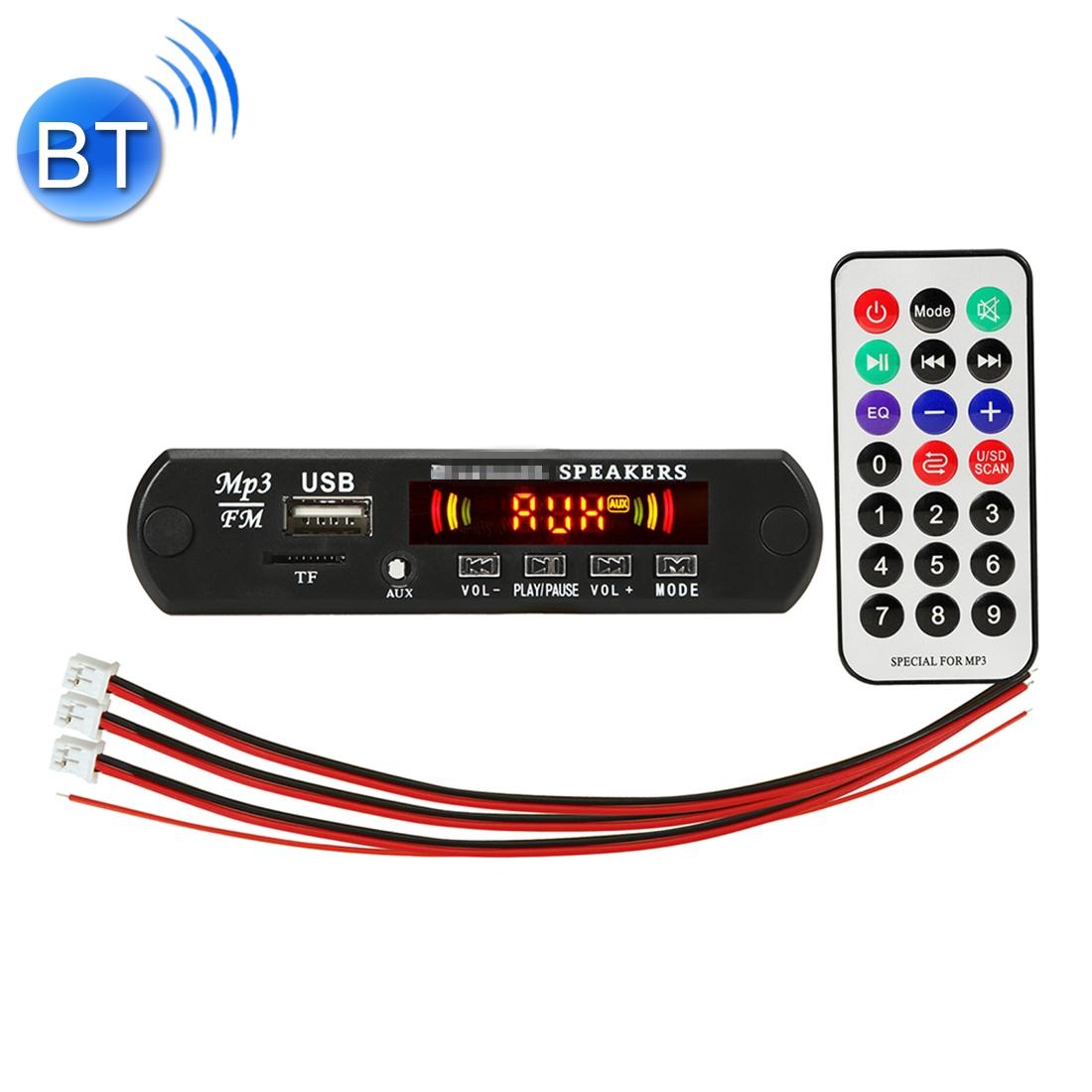 12V Car Mp3 Player Board With Fm Radio Bluetooth Recording Power Amp Remote - Usb / Tf / Aux
