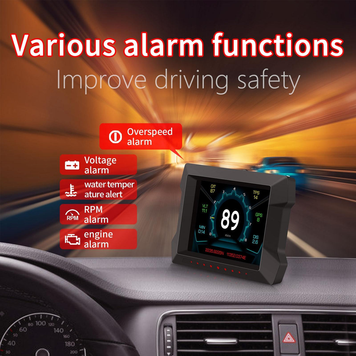 3.5 Inch Car Hud Gps Obd2 Dual System Projector
