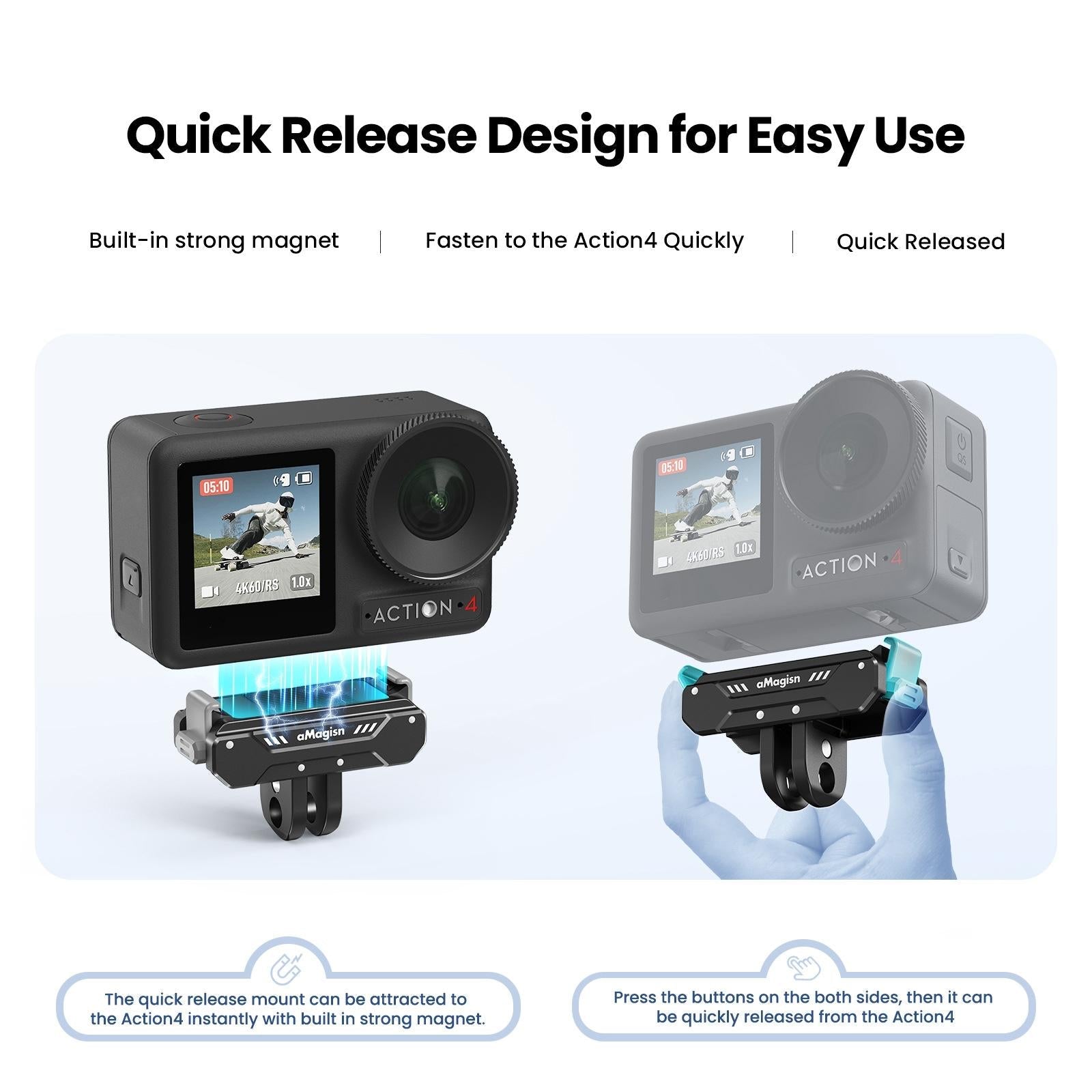 Quick Release Magnetic Camera Mount for Dji Action 4 / 3 - Amagisn