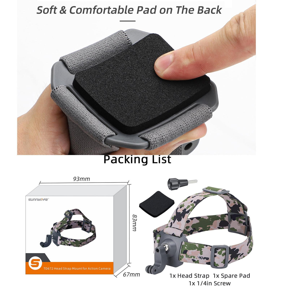 Adjustable 360 Degree Head Strap for Action Cameras - Camouflage