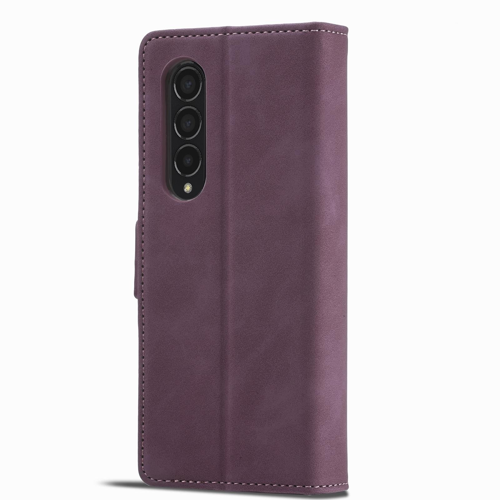 For Samsung Galaxy Z Fold4 5G Leather Dual Side Buckle Phone Cover - Black