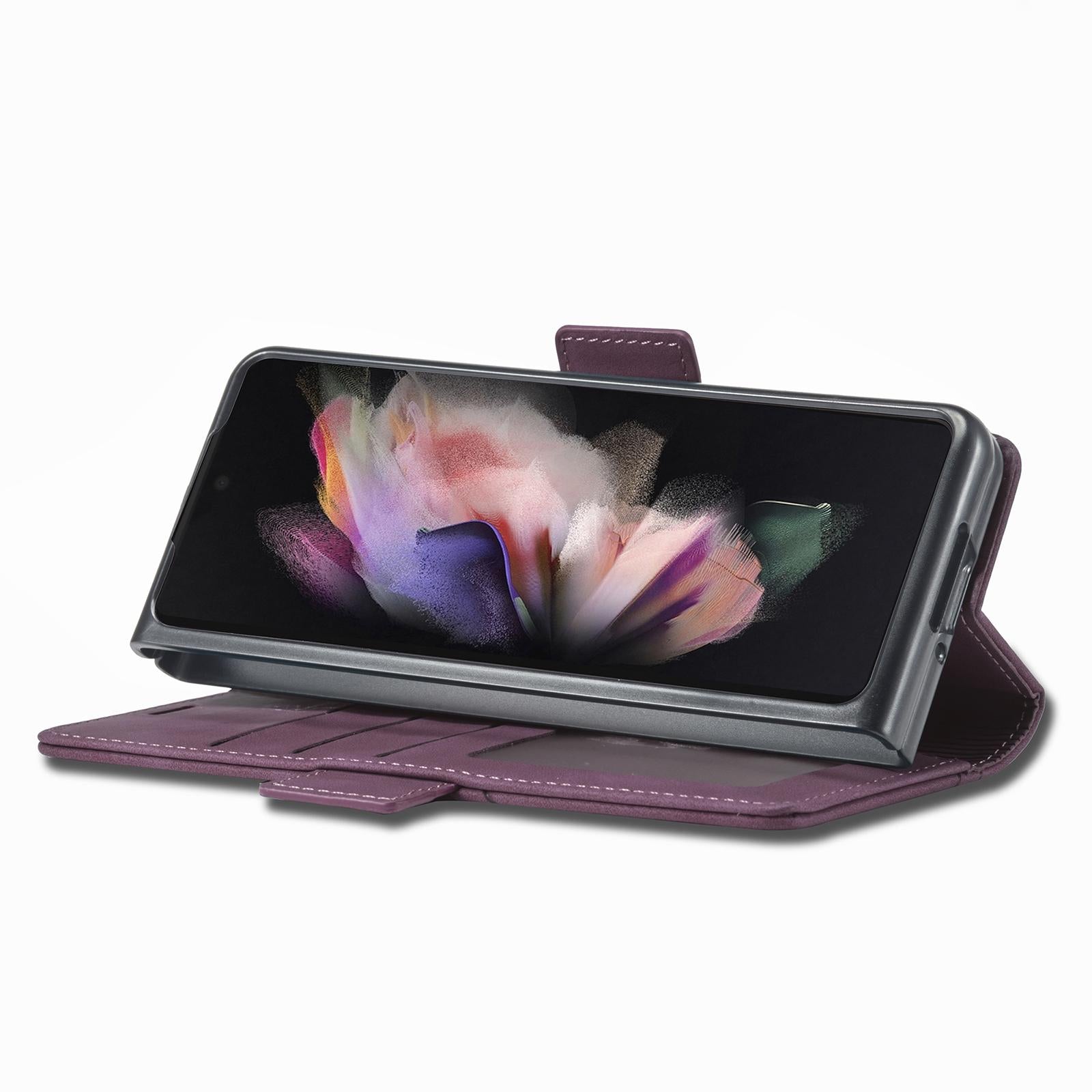 For Samsung Galaxy Z Fold4 5G Leather Dual Side Buckle Phone Cover - Black