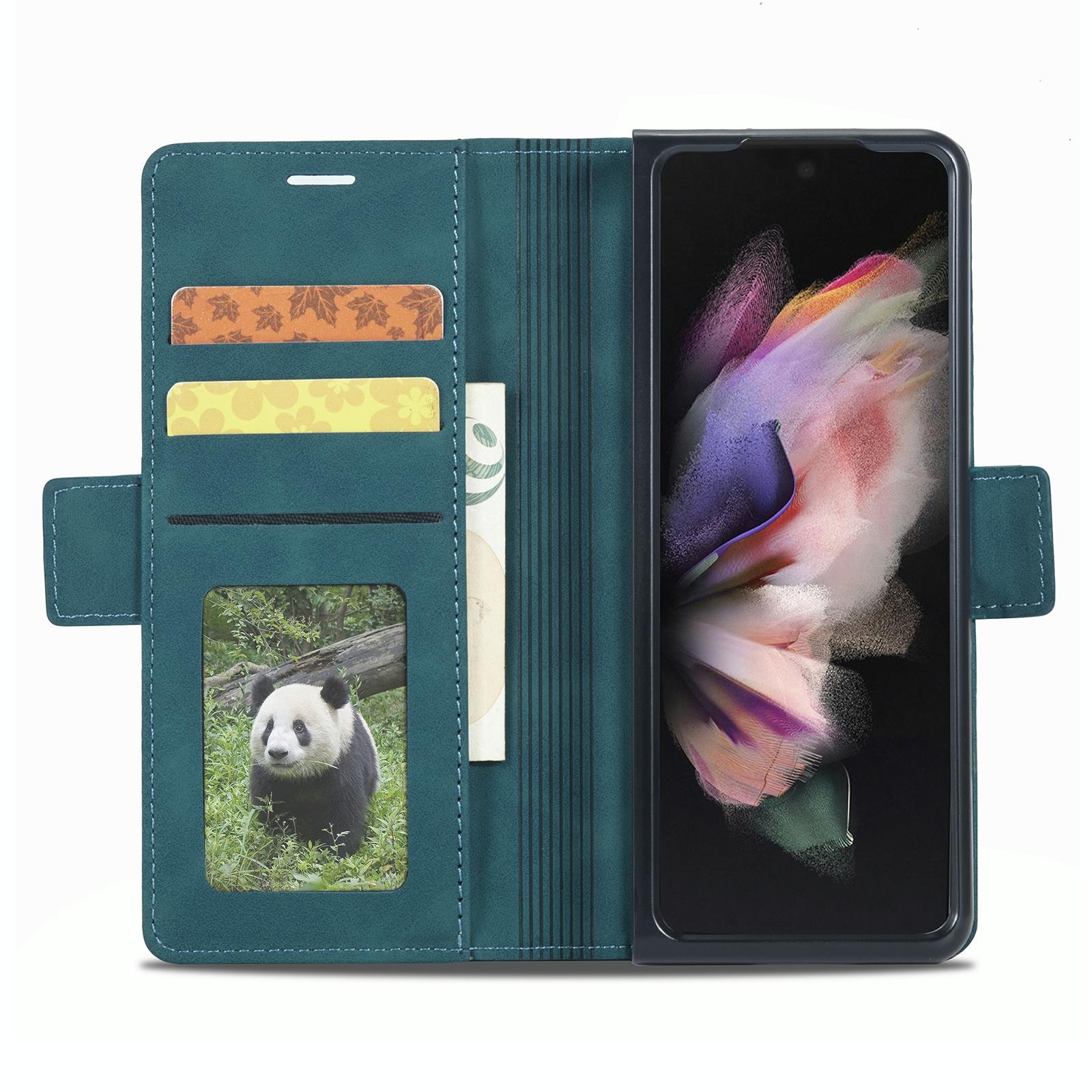 For Samsung Galaxy Z Fold4 5G Leather Dual Side Buckle Phone Cover - Black