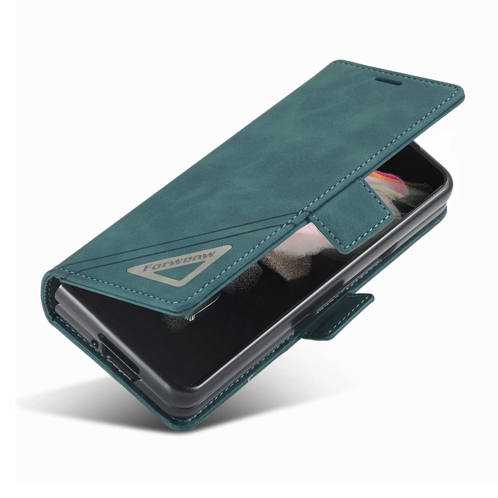 For Samsung Galaxy Z Fold4 5G Leather Dual Side Buckle Phone Cover - Black