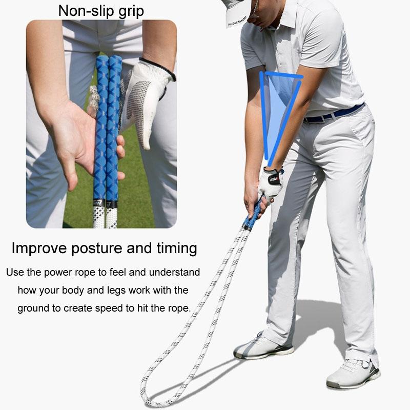 Golf Power Rope Swing for Rhythmic Training - Indoor / Outdoor Exerciser - White Blue