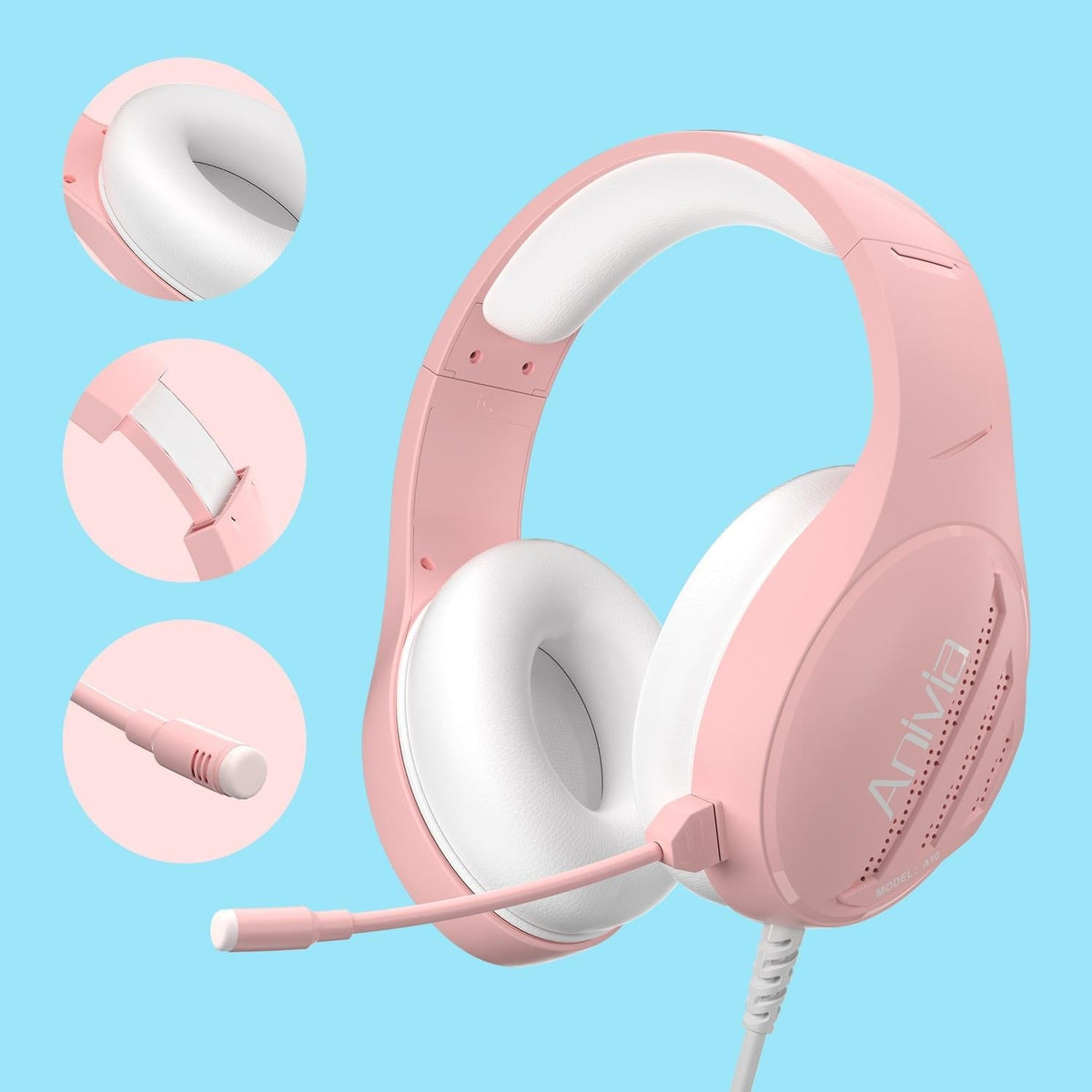 3.5Mm Wired Music Headset With Mic Pink