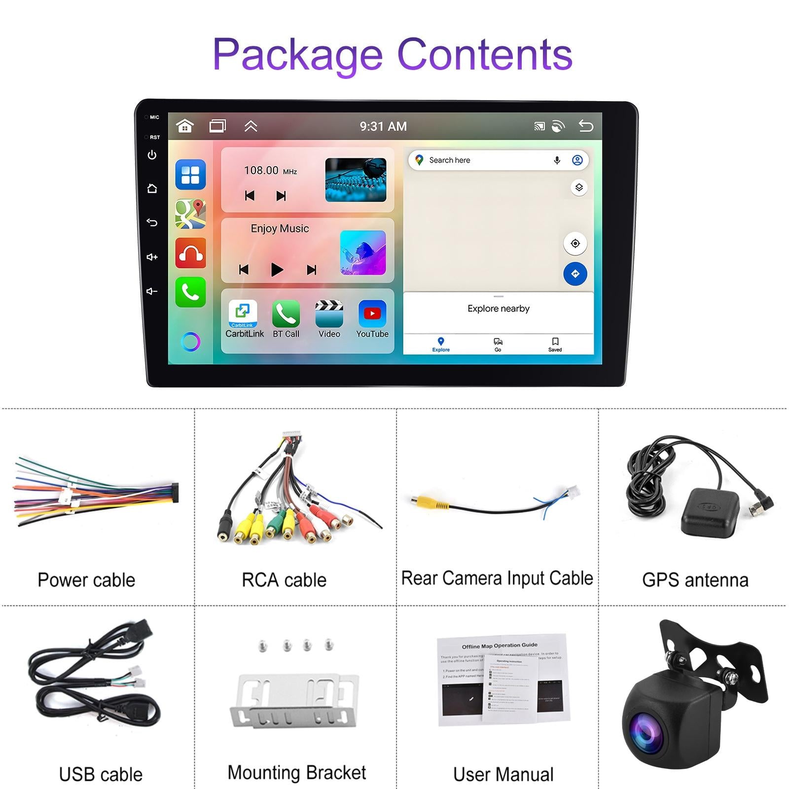 6 + 128G Android Car Bluetooth Player With Gps Navigation - Standard 7 Inch