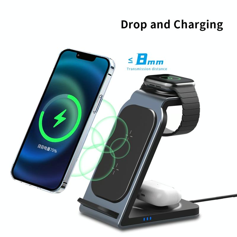 3 In 1 Vertical Metal Wireless Charger - Tarnish