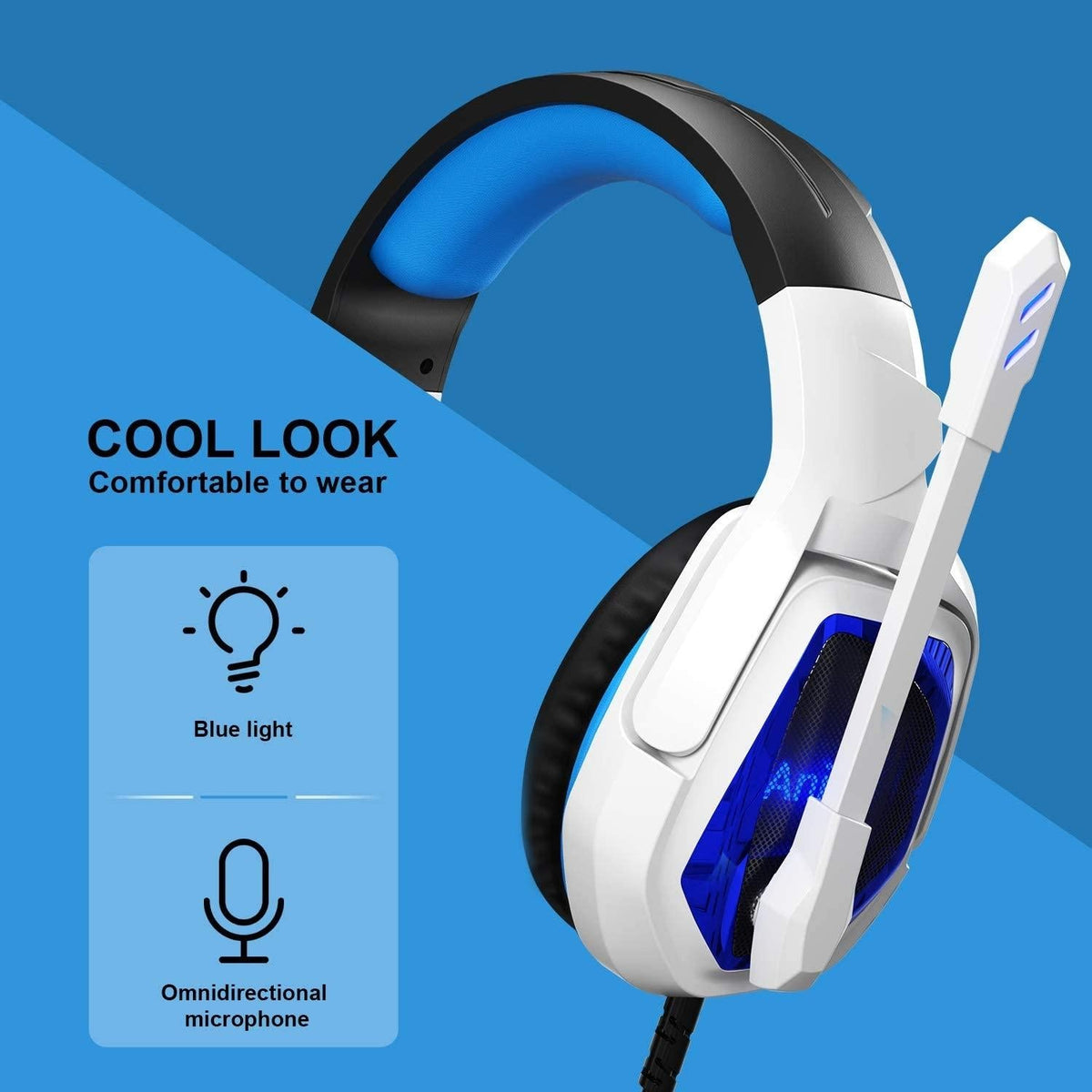 7.1 Channel Usb Gaming Headset With Mic Blue / White