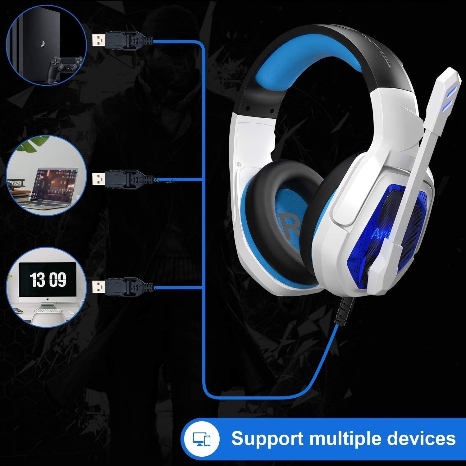 7.1 Channel Usb Gaming Headset With Mic Blue / White