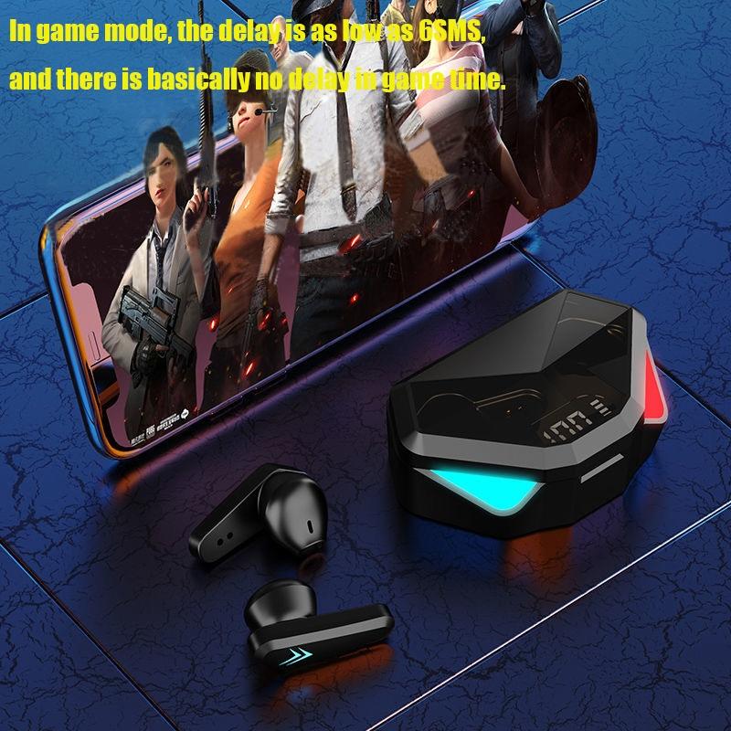 True Wireless Gaming Earbuds with Touch Control and Led Charging Case - White