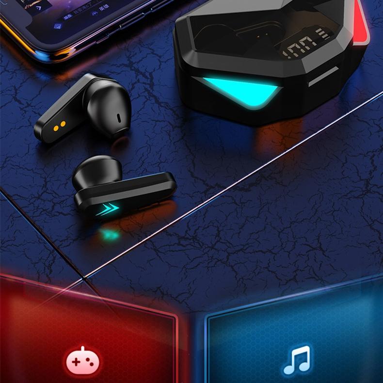 True Wireless Gaming Earbuds with Touch Control and Led Charging Case - White