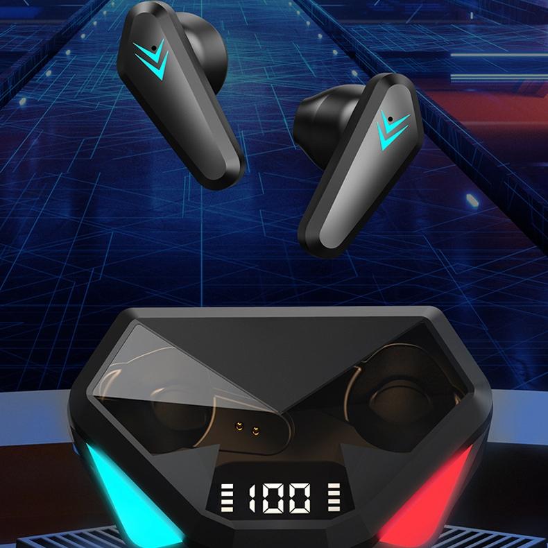 True Wireless Gaming Earbuds with Touch Control and Led Charging Case - White